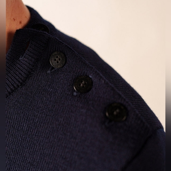 Saint James Button Shoulder Breton Wool Sweater, Made In France, BARELY PRE-WORN - Picture 2 of 15